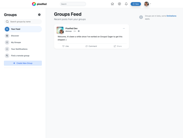 Pixelfed Groups feed