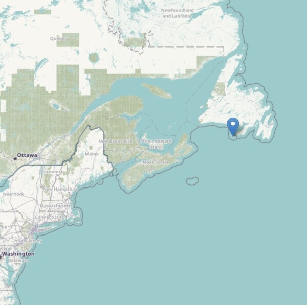 Map showing location of the French islands of Saint Pierre and Miquelon