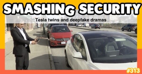 Smashing Security episode 311 - picture of man unlocking a Tesla car.