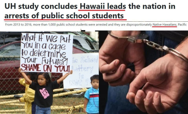 Hawaii leads the US in arrests of public school students, disproportionately Native Hawaiians