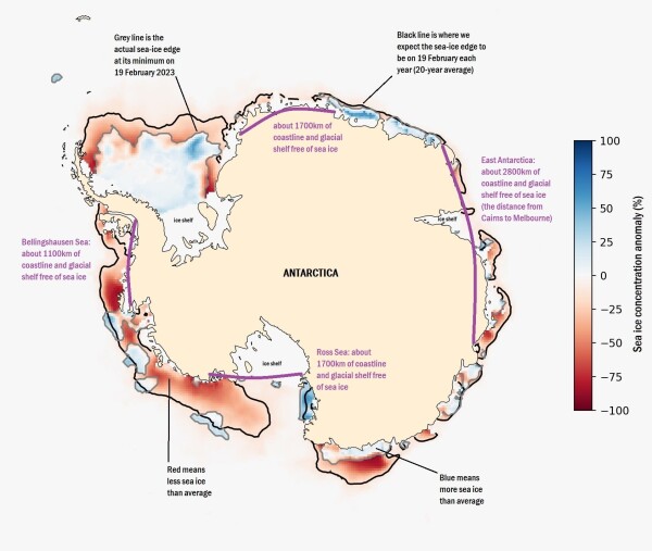 Antarctic sea ice in February 2023