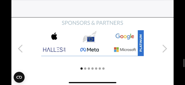 Screenshot of sponsors from the CPDP web site, including Meta, Google, and Microsoft.