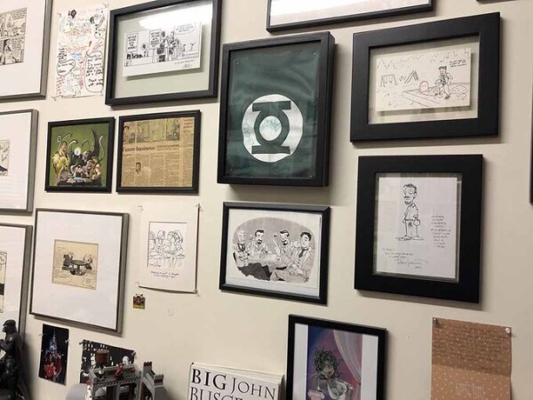 A wall in Brad Guigar's studio