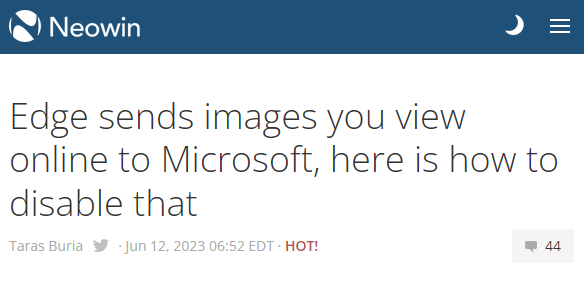 Edge sends images you view online to Microsoft, here is how to disable that