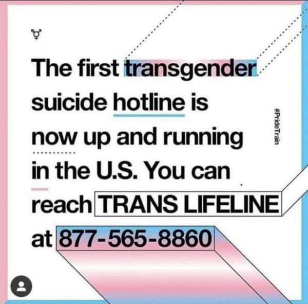 The 1st transgender suicide hotline is now up and running in the US. You can reach Trans Lifeline at 877-565-8860.