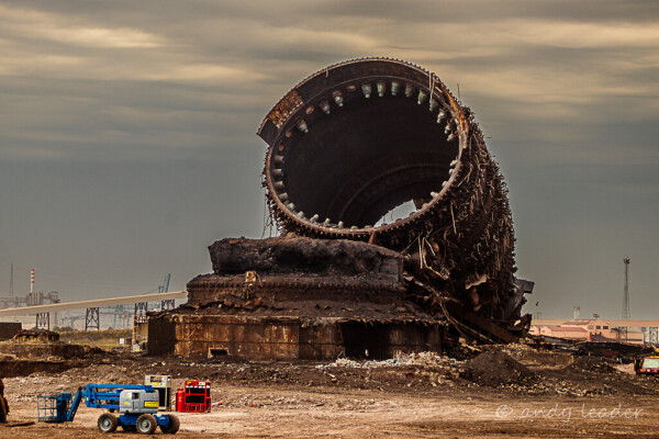 The remains of a blast furnace at Redcar steel works.