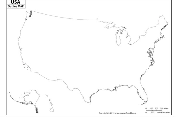 A blank map of the USA