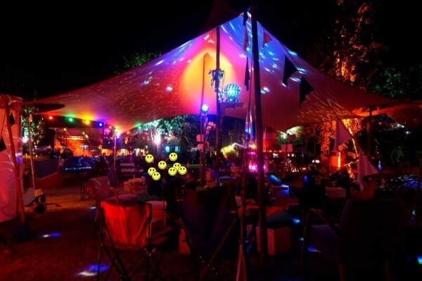 Chaos Communication Camp at night in 2019