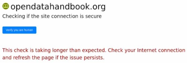 screenshot showing a block page when trying to access the open data handbook