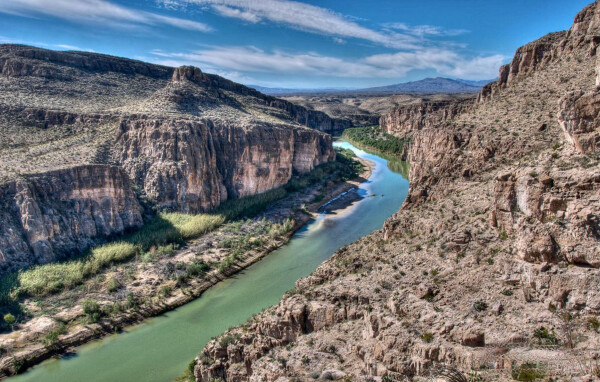 View of the Rio Grande, separating Mexico from the United States. Taken from Big Bend National Park in southern Texas.