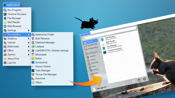 Xfce Whisker menu