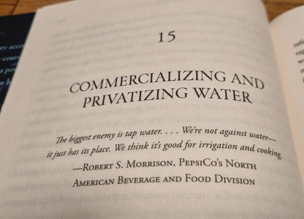 Photo of the quote at the start of chapter on Commercializing and Privatizing Water. 