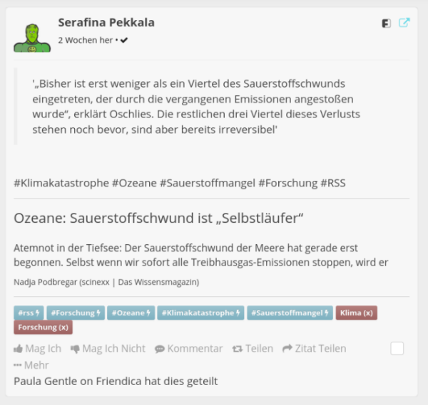 Exemplarischer Beitrag (Screenshot)