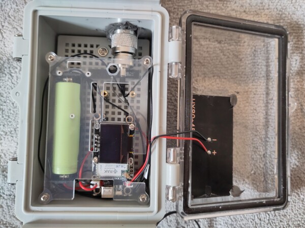 Opened IP67 case with the RAK module displayed inside