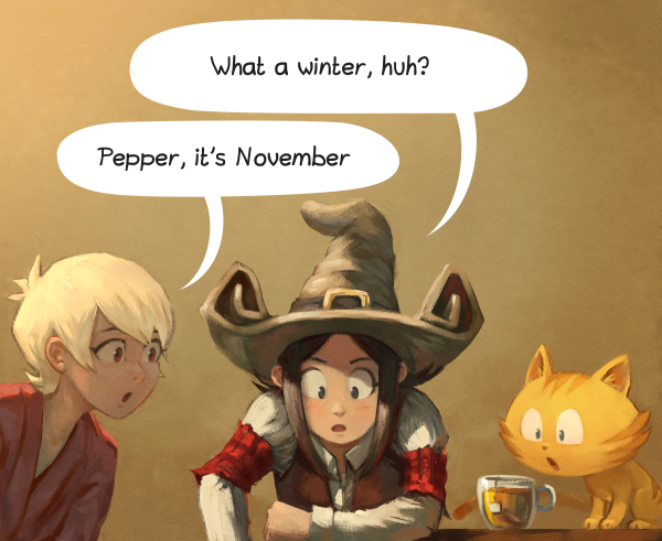 What a week meme with pepper, but then week replaced by winter and wednesday by november. 