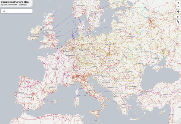 A map of infrastructure, in Greek