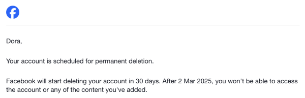 Deleted Facebook account - finally.