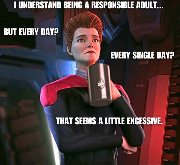 HoloJaneway saying: I understand being an adult. But every day? Every single day? That seems a little excessive.