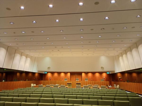 Empty room at the Court of Justice in Luxembourg