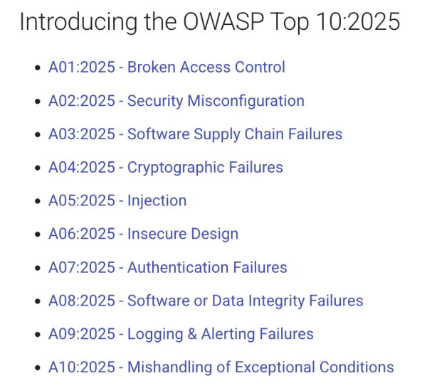 The new owasp top ten, the list of items