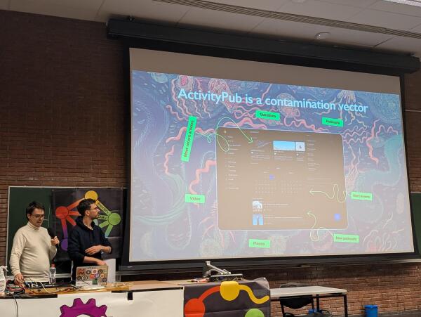 Mayel and Ivan on stage at Social Web Developer Room 