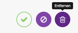 Screenshot der 3 beschrieben Buttons meiner Friendicainstanz